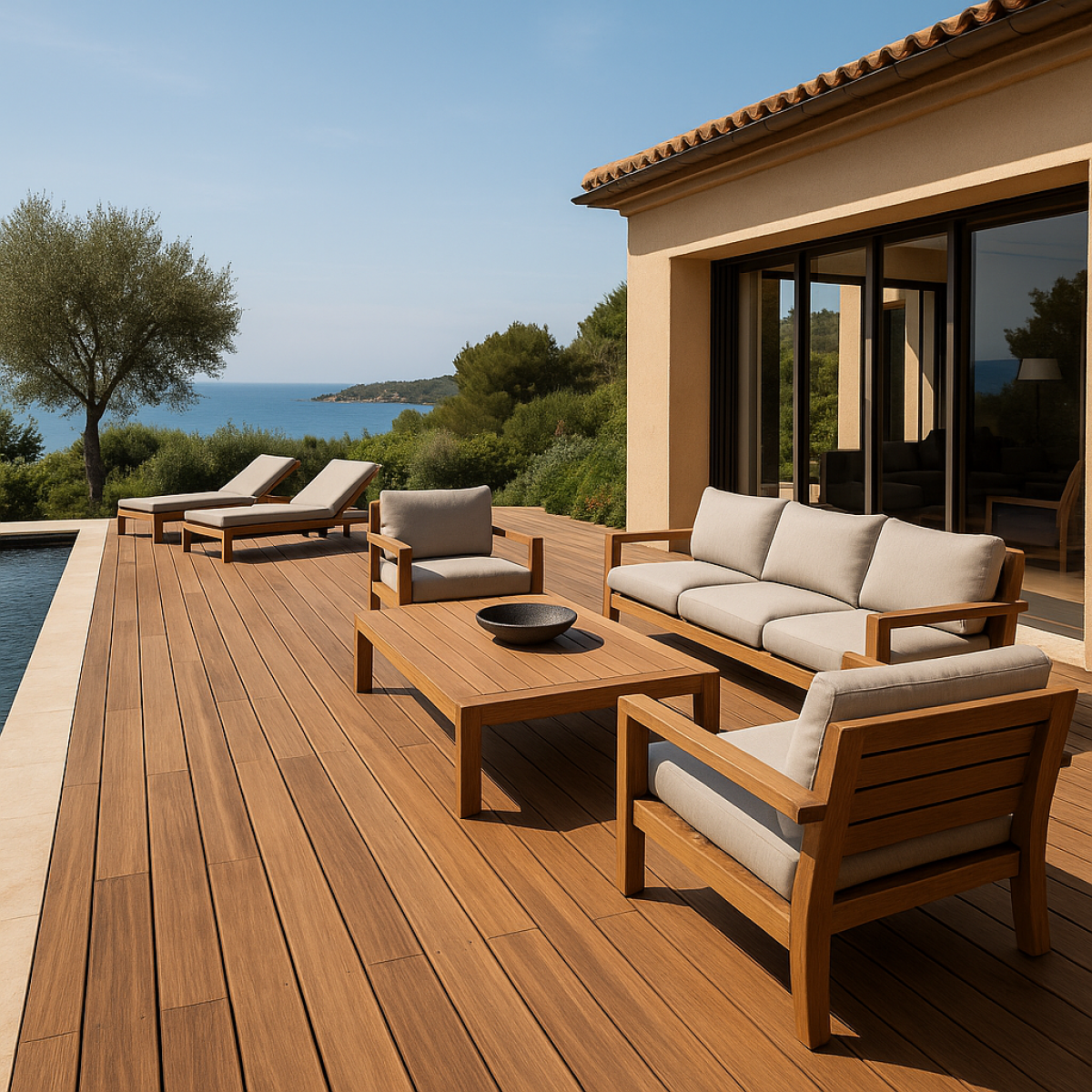 Poser une terrasse en teck haut de gamme pour villa à Sanary-sur-Mer